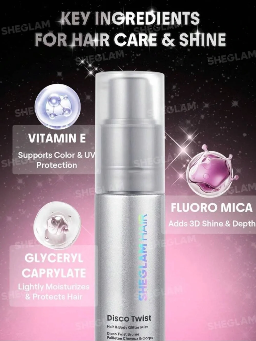 SHEGLAM HAIR Disco Twist Hair & Body Glitter Mist-Fairy Sugar,
